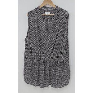 Liz Claiborne‎ Plus Size Peplum Sleeveless Faux Wrap Rayon Blouse Size 3x Boho